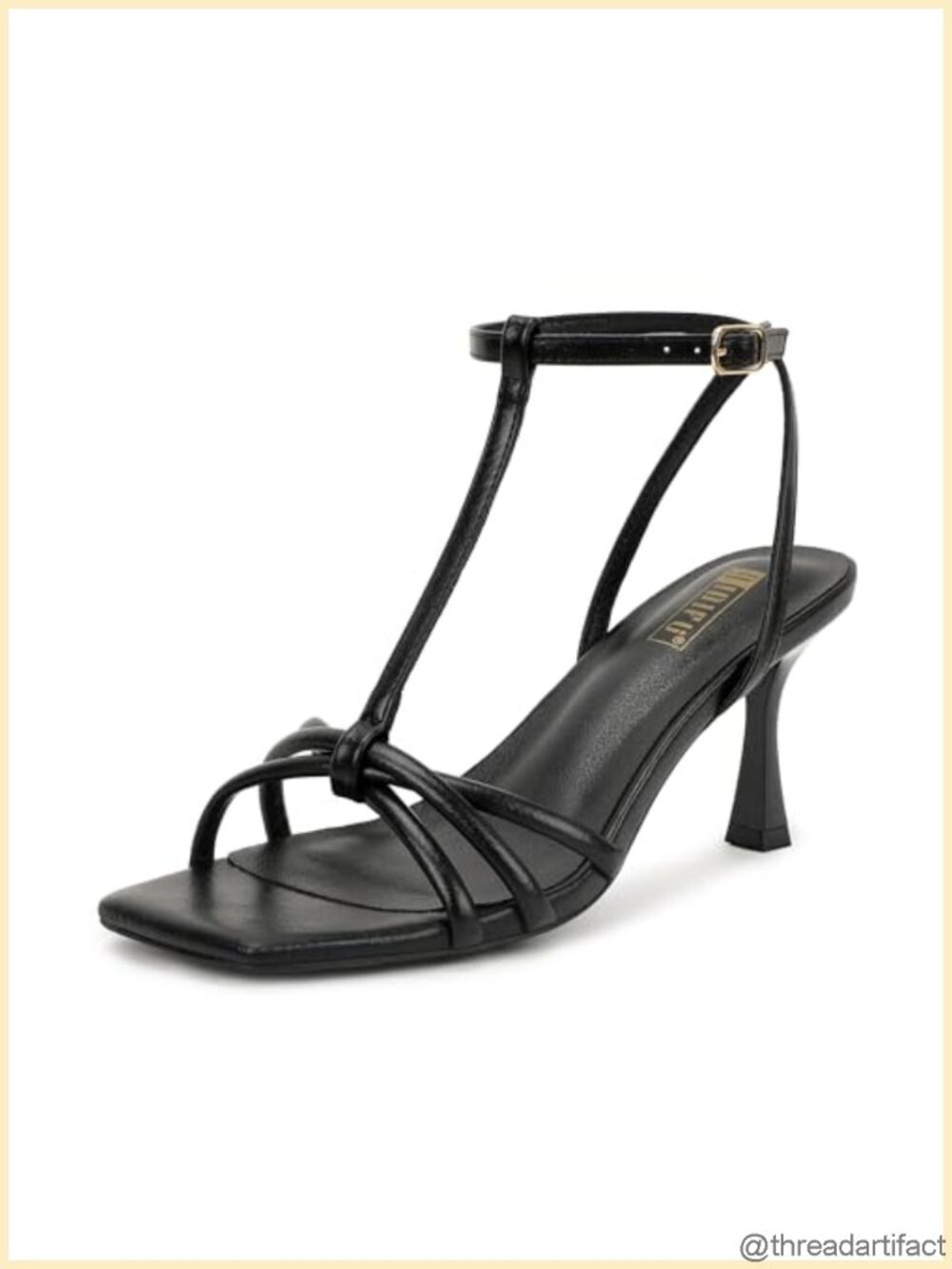 IDIFU Strappy Heeled Sandals 3-Inch Kitten Heel T-Strap Slingback Dress Shoes